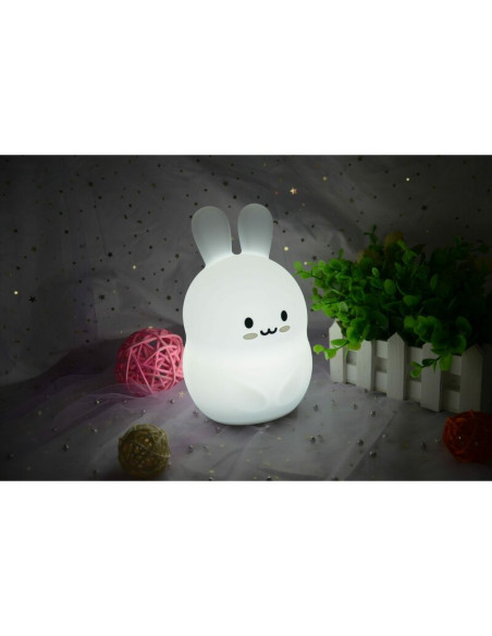 BN-84973,Lampa de veghe, FreeON, Silicon moale, Cu telecomanda si cablu USB, Cu 9 culori diferite si cronometru, Rabbit