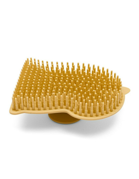 BN-56995,Perie de baie, New Baby, Din silicon, Cu peri moi, Maner ergonomic, Pentru pielea sensibila, 8x11 cm, 0 luni+, Dinosaur