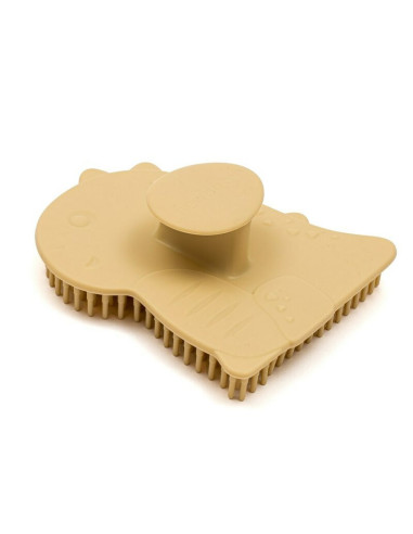 BN-56995,Perie de baie, New Baby, Din silicon, Cu peri moi, Maner ergonomic, Pentru pielea sensibila, 8x11 cm, 0 luni+, Dinosaur