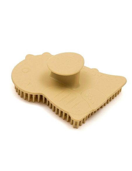 BN-56995,Perie de baie, New Baby, Din silicon, Cu peri moi, Maner ergonomic, Pentru pielea sensibila, 8x11 cm, 0 luni+, Dinosaur