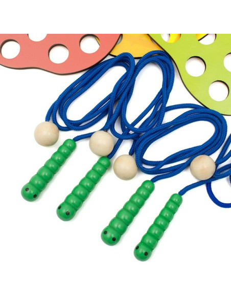 BN-57339,Jucarie Montessori de snuruit, Baby Mix, Dezvolta abilitatile motorii fine, a concentrarii si a rabdarii, Lemn si snur 