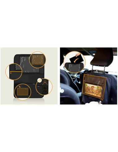 BN-LO-SEATORGANIZER_BLACK,Organizator auto, Lionelo, Cu 5 buzunare de diferite dimensiuni, Cu buzunar pentru tableta, Montare cu