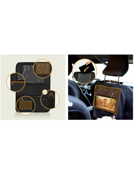 BN-LO-SEATORGANIZER_BLACK,Organizator auto, Lionelo, Cu 5 buzunare de diferite dimensiuni, Cu buzunar pentru tableta, Montare cu