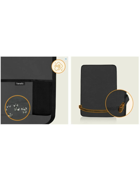 BN-LO-SEATORGANIZER_GREY,Organizator auto, Lionelo, Cu 5 buzunare de diferite dimensiuni, Cu buzunar pentru tableta, Montare cu 