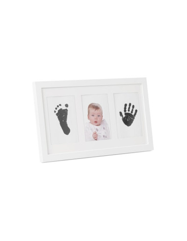 BN-8420421091555,Kit rama foto tripla, Jane, Cu cerneala pentru manuta si piciorus, Non-toxic, White