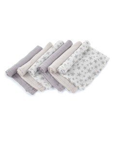 BN-8420421089170,Set 6 scutece, Jane, Din muselina de bambus, Hipoalergenice, 35 x 35 cm, Star