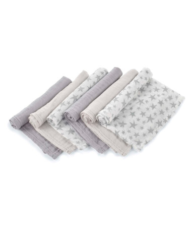 BN-8420421089170,Set 6 scutece, Jane, Din muselina de bambus, Hipoalergenice, 35 x 35 cm, Star