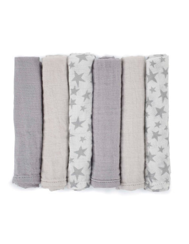BN-8420421089170,Set 6 scutece, Jane, Din muselina de bambus, Hipoalergenice, 35 x 35 cm, Star