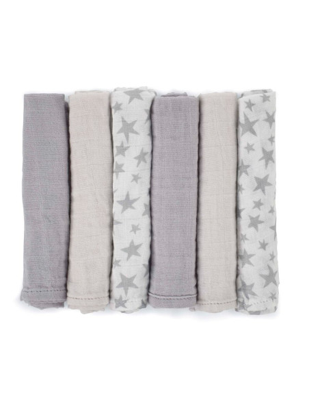 BN-8420421089170,Set 6 scutece, Jane, Din muselina de bambus, Hipoalergenice, 35 x 35 cm, Star