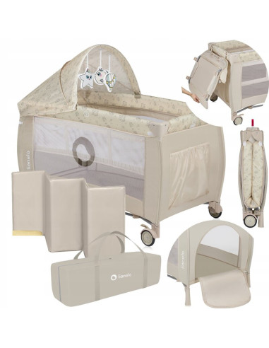 BN-LO-SVEN_PLUS_BEIGE_LATTE,Patut pliant, Lionelo, Sven Plus, 120x60 cm, Cu doua nivele, Cu arcada jucarii, masuta de infasat, v