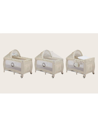 BN-LO-SVEN_PLUS_BEIGE_LATTE,Patut pliant, Lionelo, Sven Plus, 120x60 cm, Cu doua nivele, Cu arcada jucarii, masuta de infasat, v