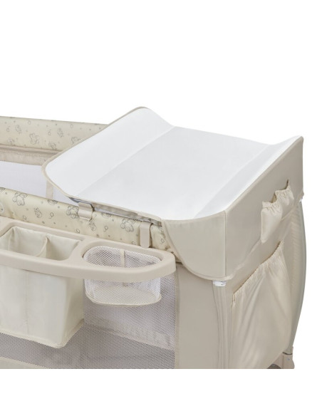 BN-LO-SVEN_PLUS_BEIGE_LATTE,Patut pliant, Lionelo, Sven Plus, 120x60 cm, Cu doua nivele, Cu arcada jucarii, masuta de infasat, v
