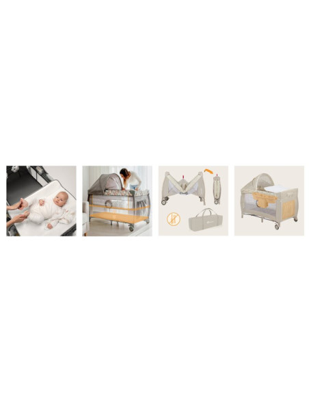 BN-LO-SVEN_PLUS_BEIGE_LATTE,Patut pliant, Lionelo, Sven Plus, 120x60 cm, Cu doua nivele, Cu arcada jucarii, masuta de infasat, v