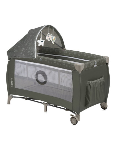 BN-LO-SVEN_PLUS_BEIGE_OLIVE,Patut pliant, Lionelo, Sven Plus, 120x60 cm, Cu doua nivele, Cu arcada jucarii, masuta de infasat, v