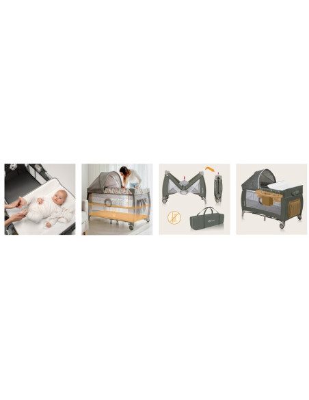 BN-LO-SVEN_PLUS_BEIGE_OLIVE,Patut pliant, Lionelo, Sven Plus, 120x60 cm, Cu doua nivele, Cu arcada jucarii, masuta de infasat, v