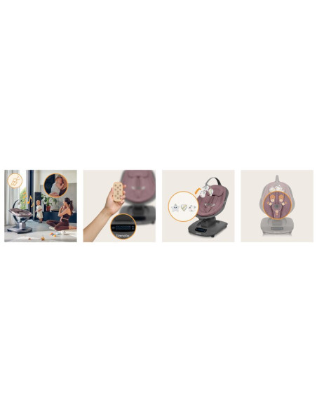 BN-LO-BLOSSOM_PINK_MAUVE,Balansoar si sezlong, Lionelo, Blossom, 5 melodii, 5 moduri de balansare, Cu jucarii, Husa respirabila,