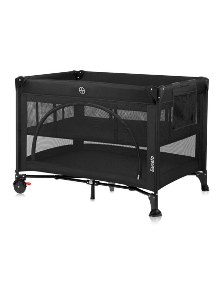 BN-LO-LAURA_BLACK_CARBON,Patut pliant, Lionelo, Laura, 102 x 74 cm, Cu doua nivele, Functie de tarc, Cu roti, Include salteluta 