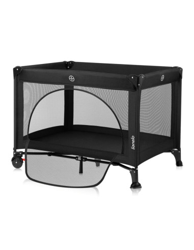 BN-LO-LAURA_BLACK_CARBON,Patut pliant, Lionelo, Laura, 102 x 74 cm, Cu doua nivele, Functie de tarc, Cu roti, Include salteluta 