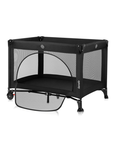 BN-LO-LAURA_BLACK_CARBON,Patut pliant, Lionelo, Laura, 102 x 74 cm, Cu doua nivele, Functie de tarc, Cu roti, Include salteluta 