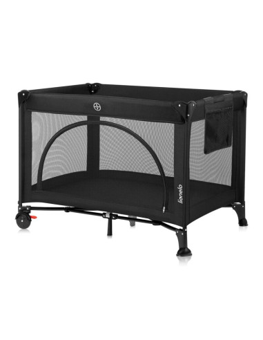BN-LO-LAURA_BLACK_CARBON,Patut pliant, Lionelo, Laura, 102 x 74 cm, Cu doua nivele, Functie de tarc, Cu roti, Include salteluta 