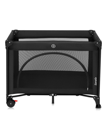 BN-LO-LAURA_BLACK_CARBON,Patut pliant, Lionelo, Laura, 102 x 74 cm, Cu doua nivele, Functie de tarc, Cu roti, Include salteluta 