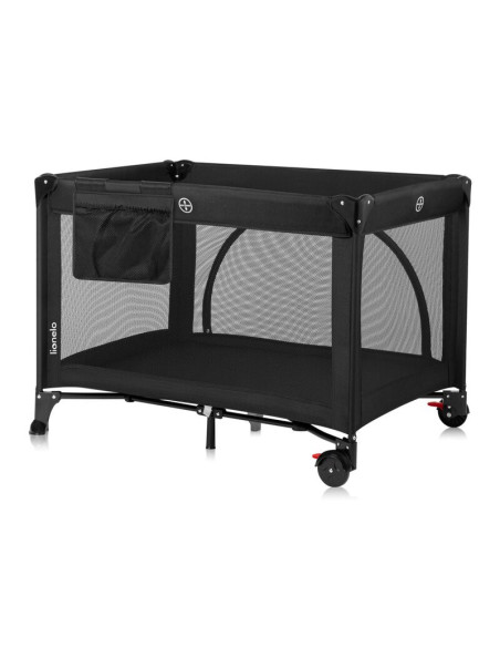 BN-LO-LAURA_BLACK_CARBON,Patut pliant, Lionelo, Laura, 102 x 74 cm, Cu doua nivele, Functie de tarc, Cu roti, Include salteluta 