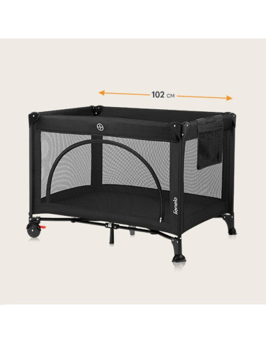 BN-LO-LAURA_BLACK_CARBON,Patut pliant, Lionelo, Laura, 102 x 74 cm, Cu doua nivele, Functie de tarc, Cu roti, Include salteluta 