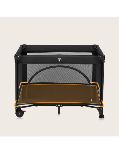 BN-LO-LAURA_BLACK_CARBON,Patut pliant, Lionelo, Laura, 102 x 74 cm, Cu doua nivele, Functie de tarc, Cu roti, Include salteluta 