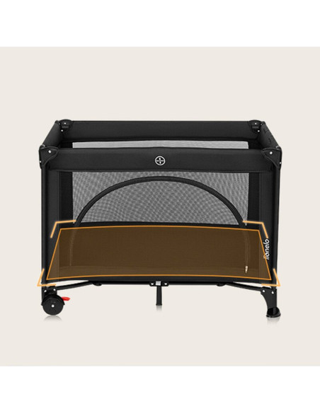 BN-LO-LAURA_BLACK_CARBON,Patut pliant, Lionelo, Laura, 102 x 74 cm, Cu doua nivele, Functie de tarc, Cu roti, Include salteluta 