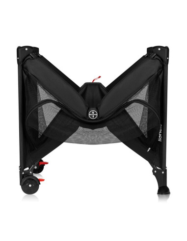 BN-LO-LAURA_BLACK_CARBON,Patut pliant, Lionelo, Laura, 102 x 74 cm, Cu doua nivele, Functie de tarc, Cu roti, Include salteluta 