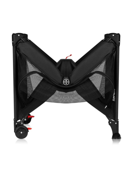 BN-LO-LAURA_BLACK_CARBON,Patut pliant, Lionelo, Laura, 102 x 74 cm, Cu doua nivele, Functie de tarc, Cu roti, Include salteluta 