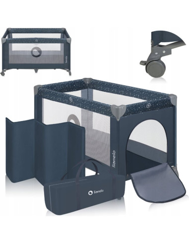 BN-LO-STEFI_BLUE_GREY,Patut pliant, Lionelo, Stefi, Cu un nivel, Cu intrare laterala cu fermoar, 2 roti, 120x60 cm, Conform cu s