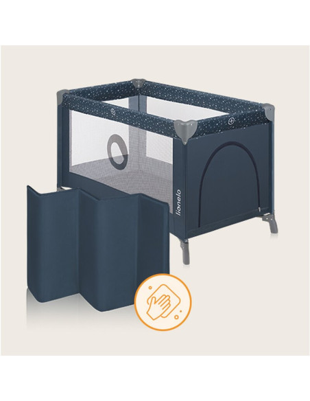 BN-LO-STEFI_BLUE_GREY,Patut pliant, Lionelo, Stefi, Cu un nivel, Cu intrare laterala cu fermoar, 2 roti, 120x60 cm, Conform cu s