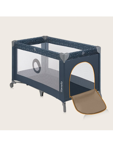 BN-LO-STEFI_BLUE_GREY,Patut pliant, Lionelo, Stefi, Cu un nivel, Cu intrare laterala cu fermoar, 2 roti, 120x60 cm, Conform cu s