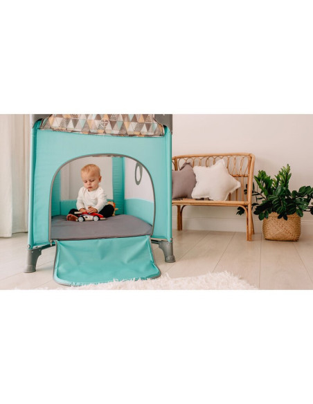 BN-LO-STEFI_BLUE_GREY,Patut pliant, Lionelo, Stefi, Cu un nivel, Cu intrare laterala cu fermoar, 2 roti, 120x60 cm, Conform cu s