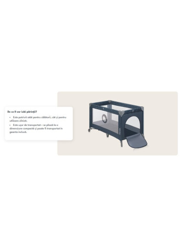BN-LO-STEFI_BLUE_GREY,Patut pliant, Lionelo, Stefi, Cu un nivel, Cu intrare laterala cu fermoar, 2 roti, 120x60 cm, Conform cu s