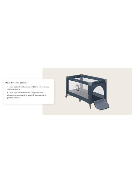 BN-LO-STEFI_BLUE_GREY,Patut pliant, Lionelo, Stefi, Cu un nivel, Cu intrare laterala cu fermoar, 2 roti, 120x60 cm, Conform cu s