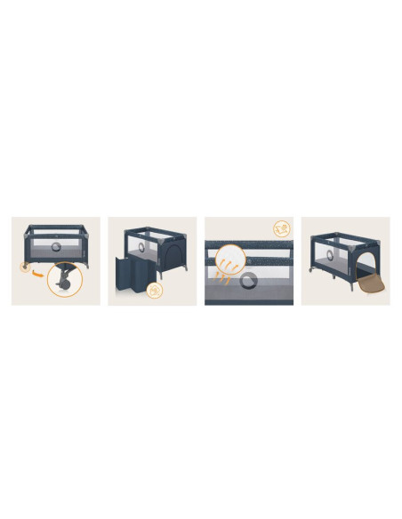 BN-LO-STEFI_BLUE_GREY,Patut pliant, Lionelo, Stefi, Cu un nivel, Cu intrare laterala cu fermoar, 2 roti, 120x60 cm, Conform cu s