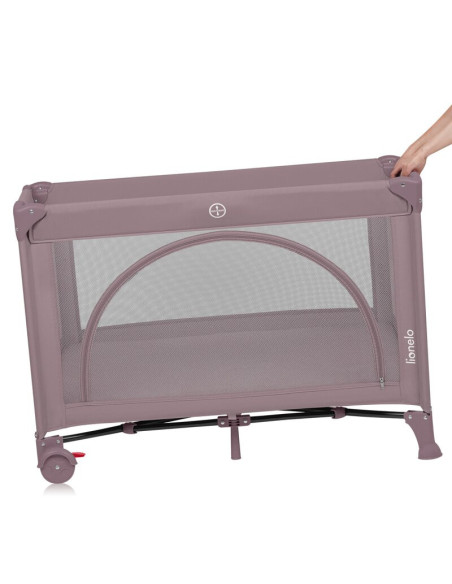 BN-LO-LAURA_PINK_NUDE,Patut pliant, Lionelo, Laura, 102 x 74 cm, Cu doua nivele, Functie de tarc, Cu roti, Include salteluta si 