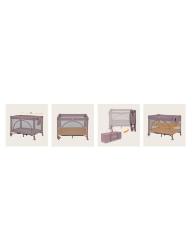 BN-LO-LAURA_PINK_NUDE,Patut pliant, Lionelo, Laura, 102 x 74 cm, Cu doua nivele, Functie de tarc, Cu roti, Include salteluta si 