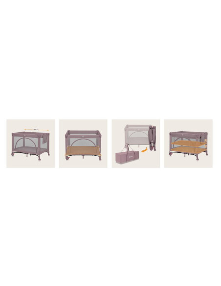 BN-LO-LAURA_PINK_NUDE,Patut pliant, Lionelo, Laura, 102 x 74 cm, Cu doua nivele, Functie de tarc, Cu roti, Include salteluta si 