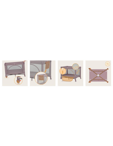 BN-LO-LAURA_PINK_NUDE,Patut pliant, Lionelo, Laura, 102 x 74 cm, Cu doua nivele, Functie de tarc, Cu roti, Include salteluta si 