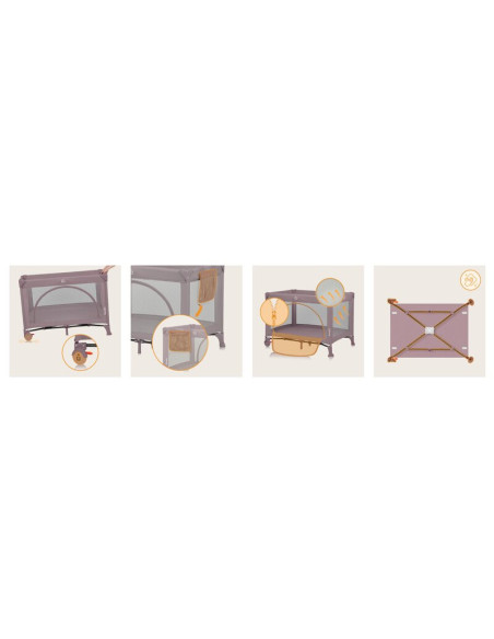 BN-LO-LAURA_PINK_NUDE,Patut pliant, Lionelo, Laura, 102 x 74 cm, Cu doua nivele, Functie de tarc, Cu roti, Include salteluta si 