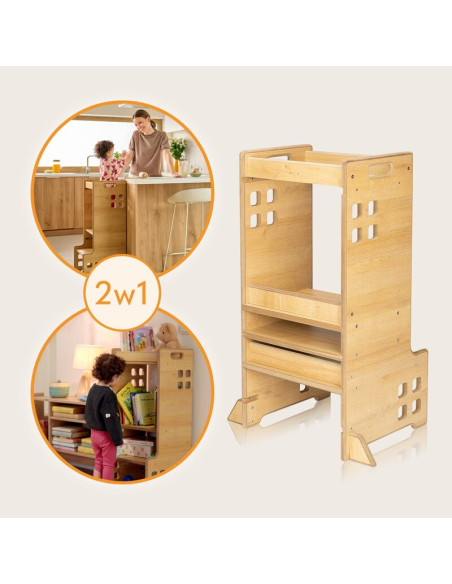 BN-LO-CASS_NATURAL,Turn de invatare Montessori, Lionelo, Cass, Functie de raft pentru carti, Pana la 30 kg, 12 luni - 6 ani, Din