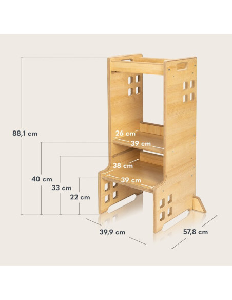 BN-LO-CASS_NATURAL,Turn de invatare Montessori, Lionelo, Cass, Functie de raft pentru carti, Pana la 30 kg, 12 luni - 6 ani, Din