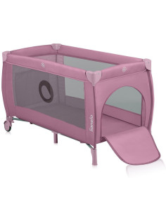BN-LO-STEFI_PLUS_PINK_MAGNOLIA,Patut pliant, Lionelo, Stefi Plus, Cu doua nivele, Cu intrare laterala cu fermoar, 2 roti, 120 x 