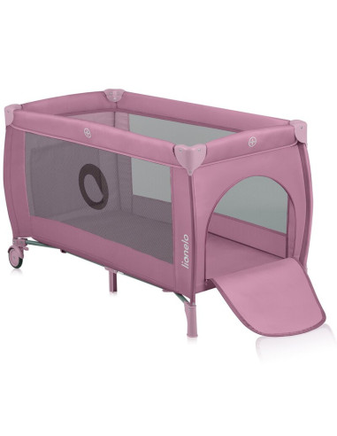 BN-LO-STEFI_PLUS_PINK_MAGNOLIA,Patut pliant, Lionelo, Stefi Plus, Cu doua nivele, Cu intrare laterala cu fermoar, 2 roti, 120 x 