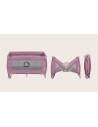 BN-LO-STEFI_PLUS_PINK_MAGNOLIA,Patut pliant, Lionelo, Stefi Plus, Cu doua nivele, Cu intrare laterala cu fermoar, 2 roti, 120 x 