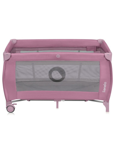 BN-LO-STEFI_PLUS_PINK_MAGNOLIA,Patut pliant, Lionelo, Stefi Plus, Cu doua nivele, Cu intrare laterala cu fermoar, 2 roti, 120 x 