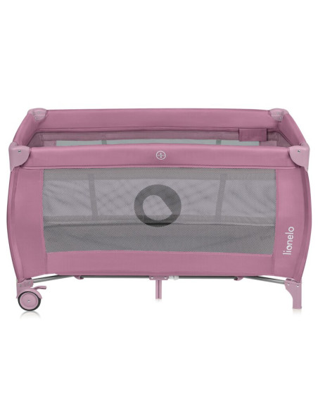 BN-LO-STEFI_PLUS_PINK_MAGNOLIA,Patut pliant, Lionelo, Stefi Plus, Cu doua nivele, Cu intrare laterala cu fermoar, 2 roti, 120 x 